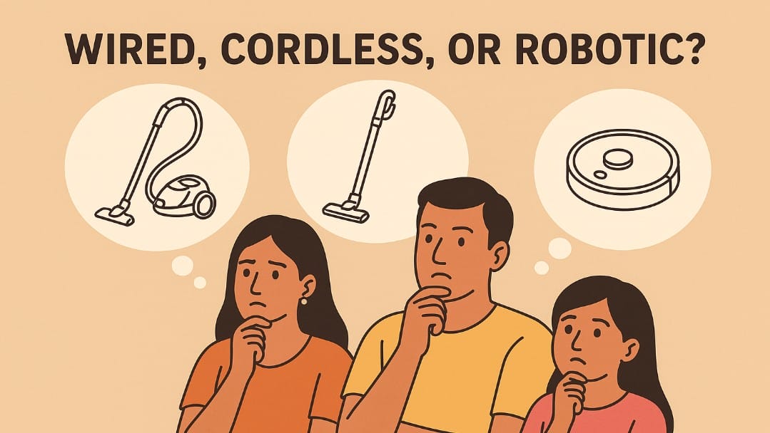 a family thinking which type vacumm cleaner is ideal for their home