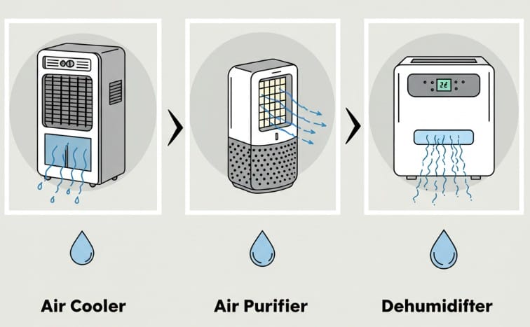 air cooler vs air purifier vs dehumidifier