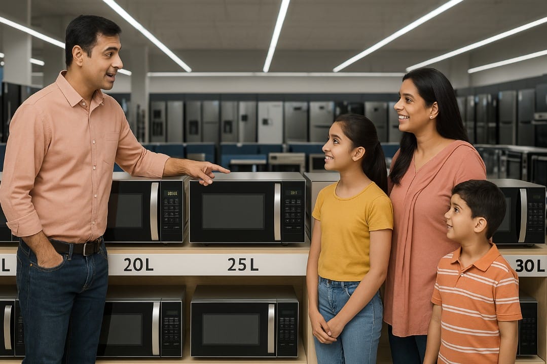 different size microwave oven in store