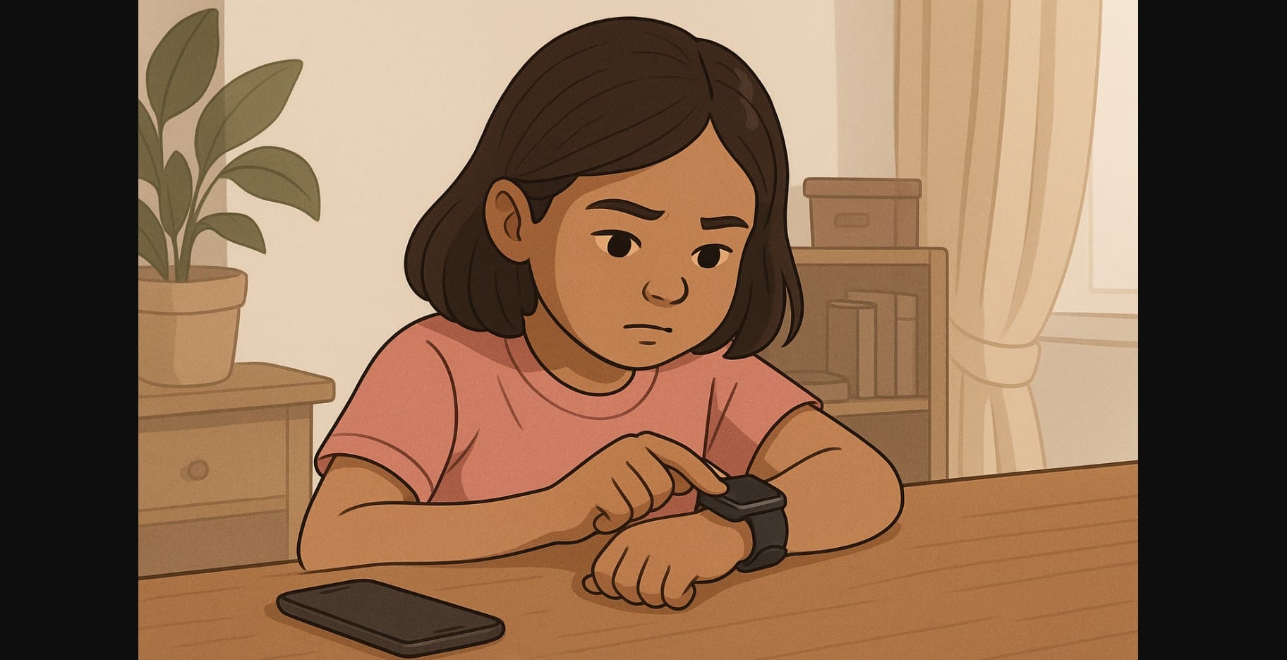 a girl troubleshooting smartwatch