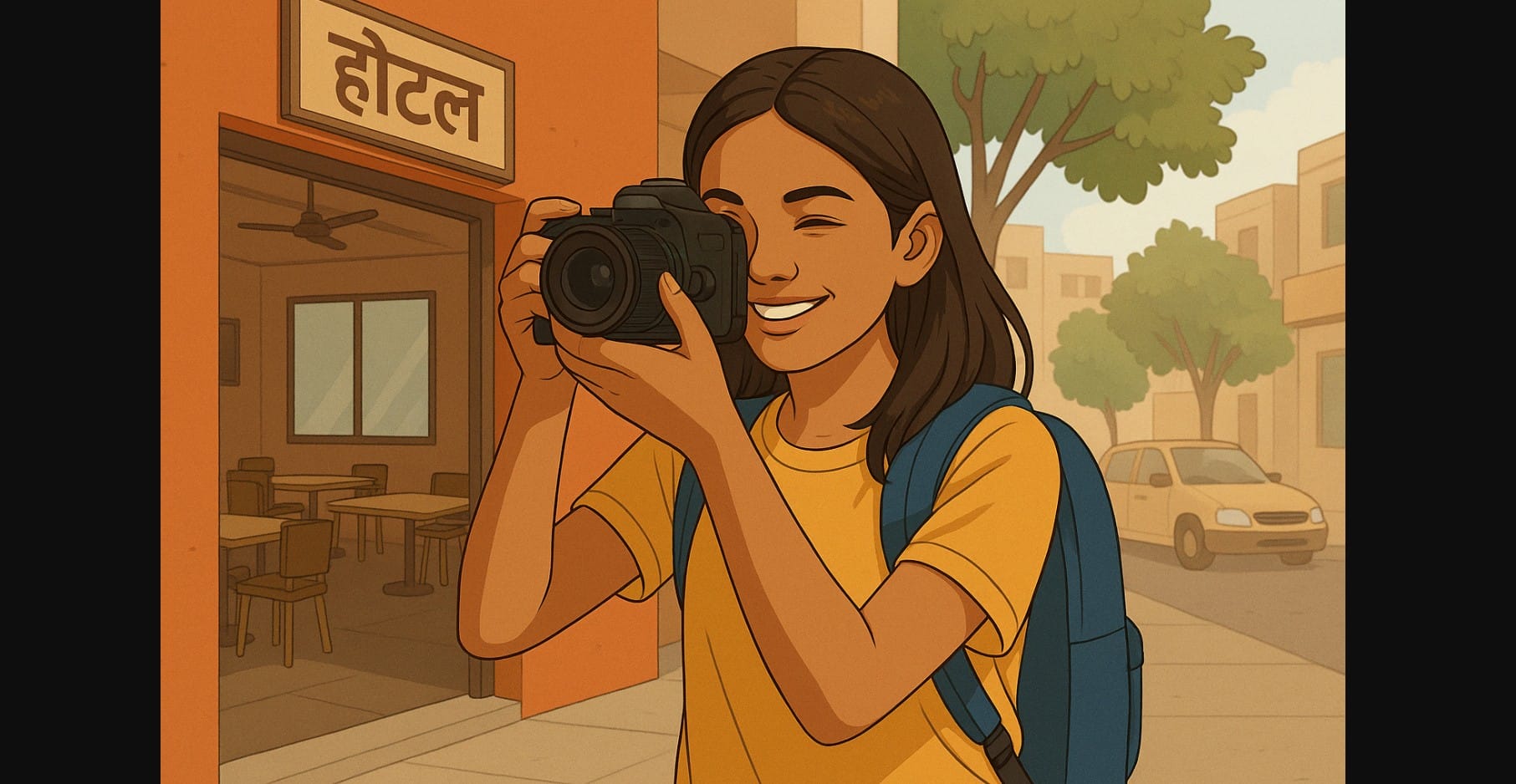 a girl using budget camera