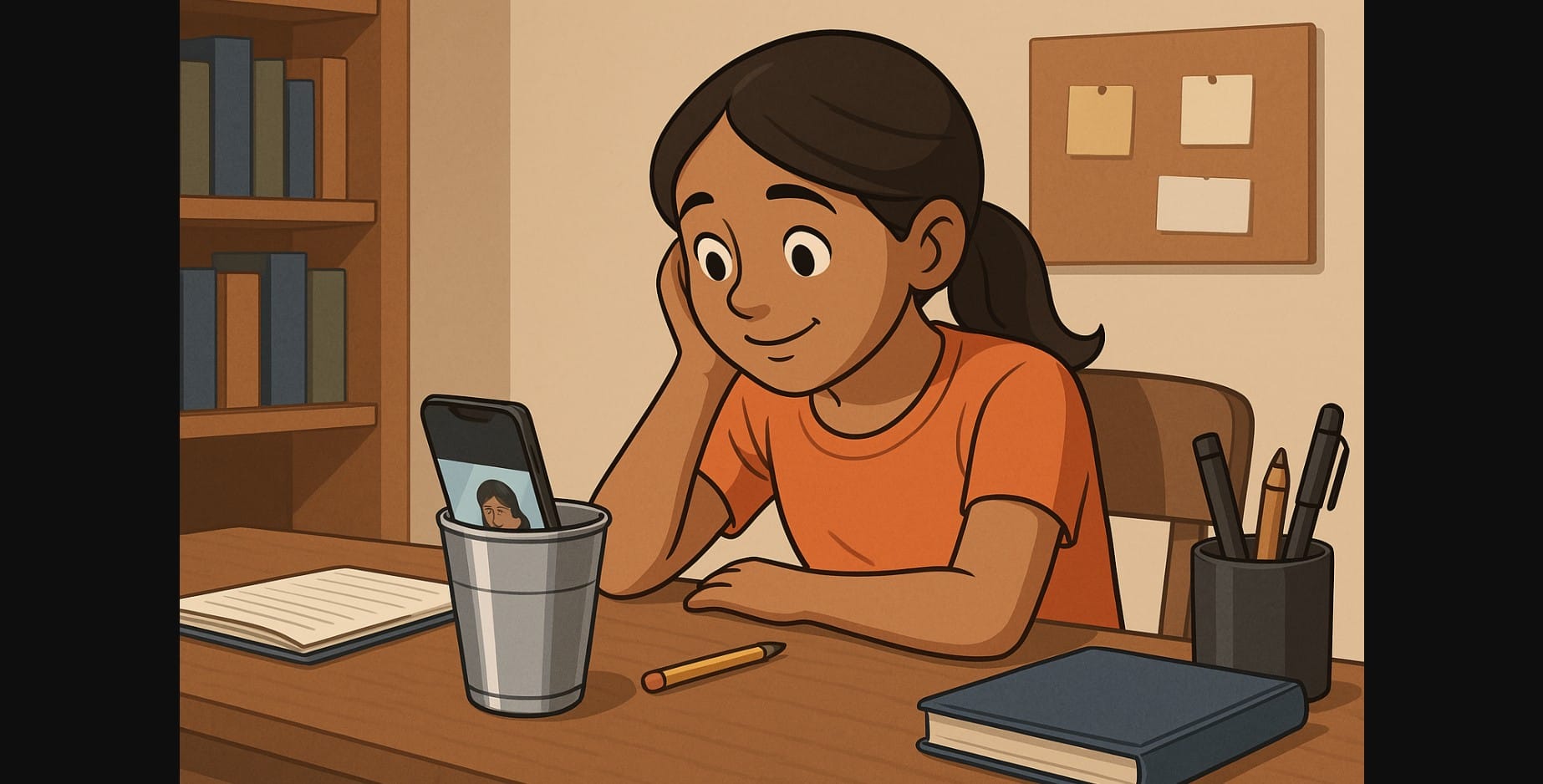 a girl using steel glass hack to improve phone sound output