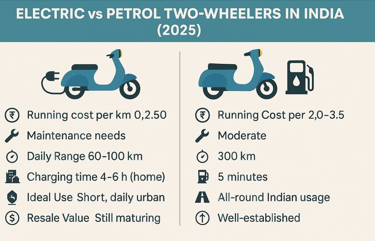 electric vs petrol two wheelers