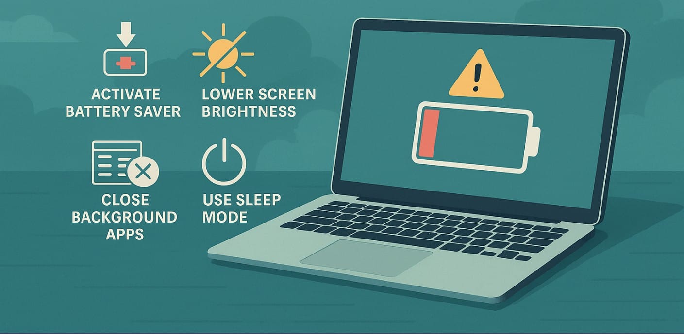 emergency laptop battery saving