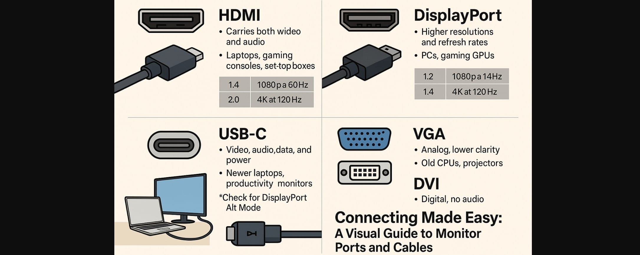 monitor ports and cables explained