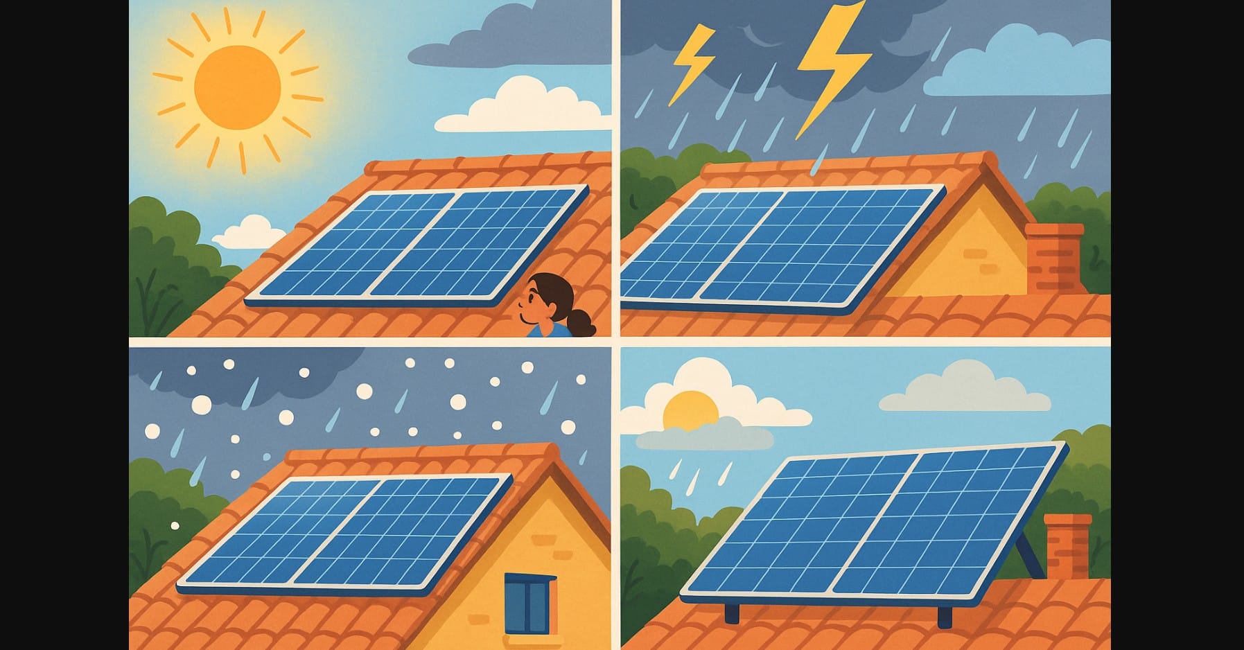 seasonal solar efficiency - summer, winter, monsoon