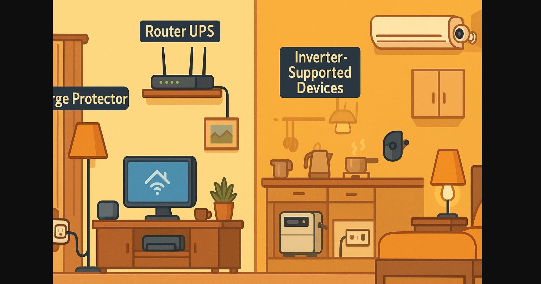 smart home power backup Inverter and surge protector