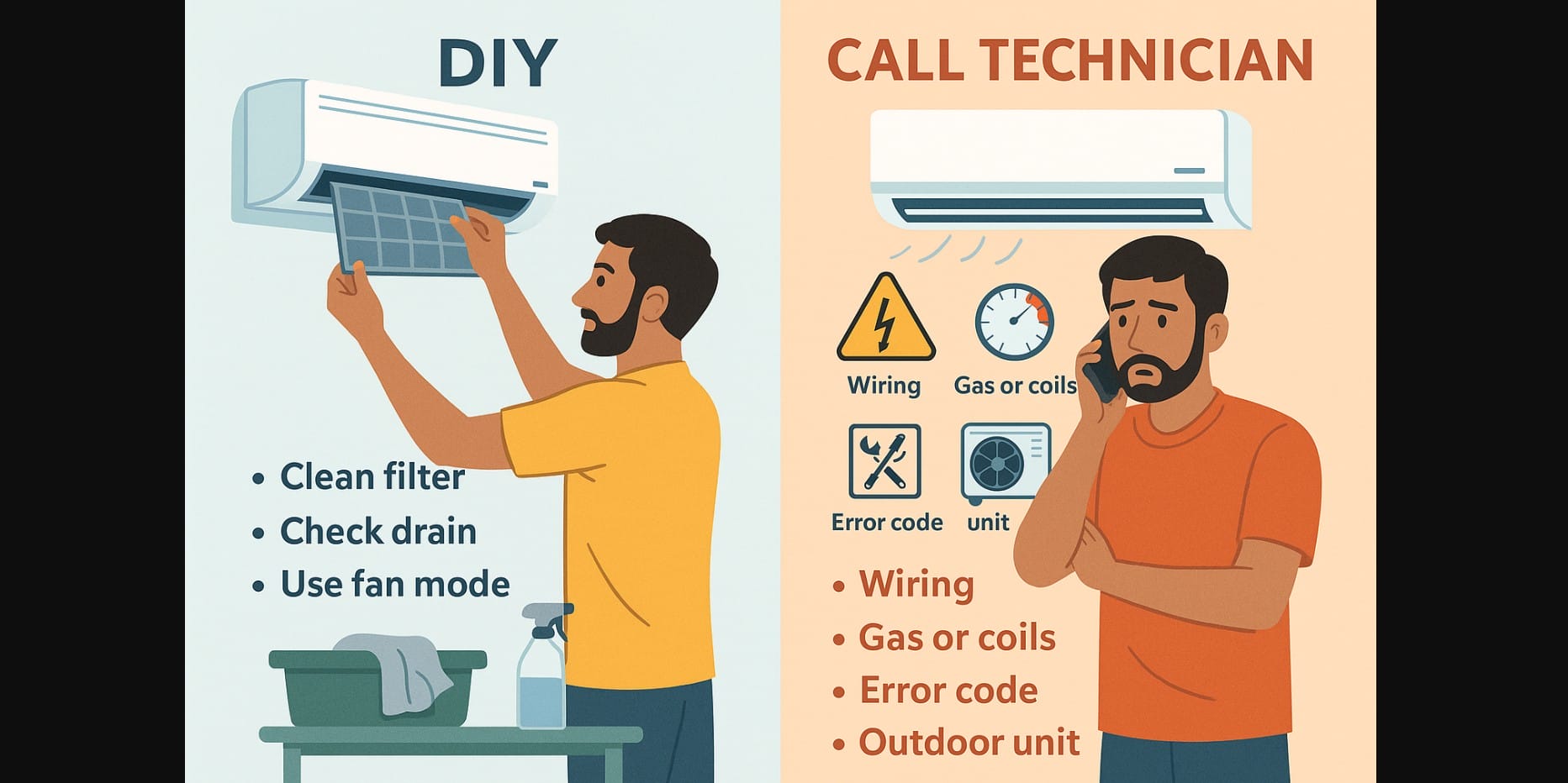 ac problem cant be solved by diy - technician required
