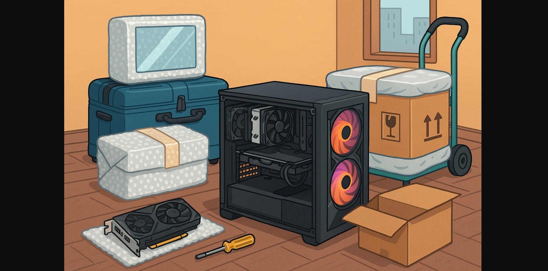 proper gaming pc packaging for transportation