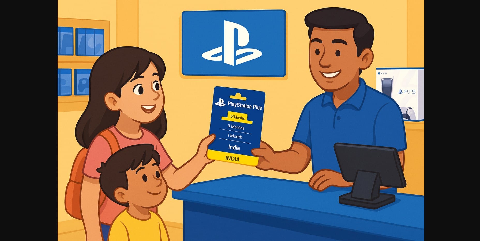 sister buying ps plus membership card for brother
