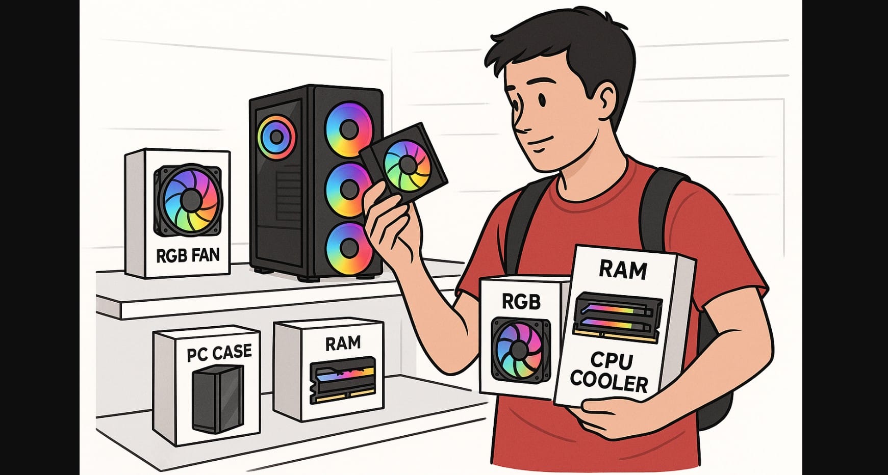 a gamer buying rgb pc components